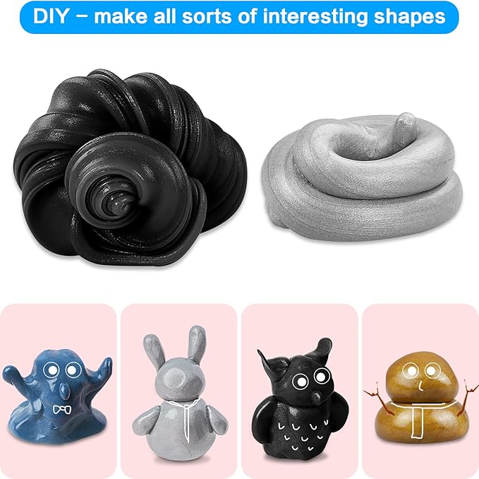 Magnetic Slime Putty, Magnetic Space Putty Slime with Upgraded Magnet Toys for Kids Adults, Fidget Toy Stress Reliever Puddy for Christmas Stocking Stuffers Birthday Gifts(2 Pack,Black&Silver)