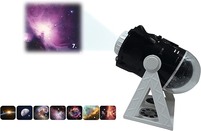 LEXiBOOK Speaking 2-in-1 Constellations and Images Planetarium Projector English/Spanish, 24 Images to Discover Space, 2 Constellation Domes, STEM, Black/White, NLJ181i2