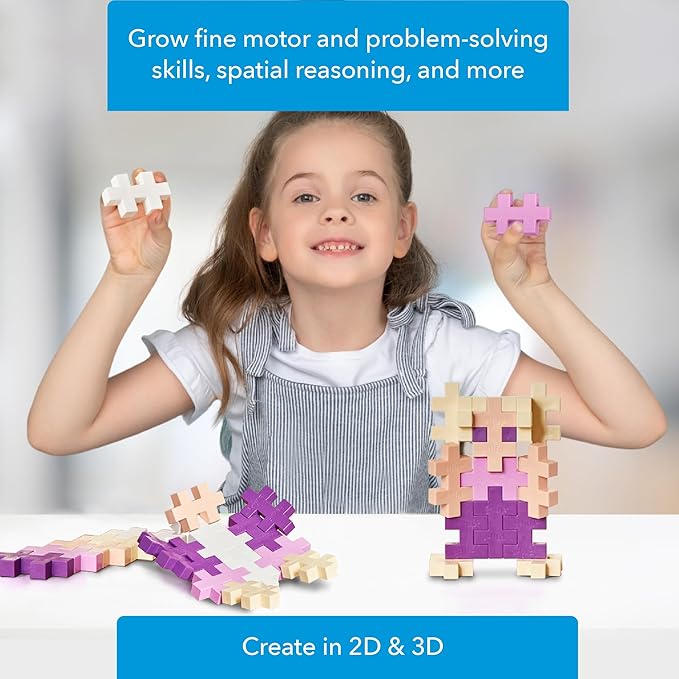 PLUS PLUS Big – 15 Piece Bloom Mix – Construction Building Stem/Steam Toy, Interlocking Large Puzzle Blocks for Toddlers and Preschool, Open Play Tube