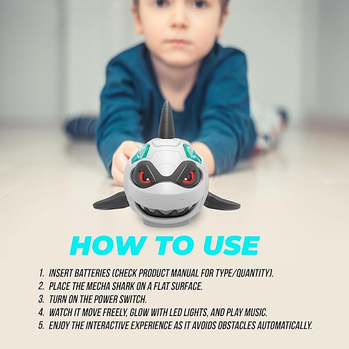 Shark Toy Interactive Crawling Shark Toys with Music and Lights, Auto-Direction Change Crawling Walking Toy Gift for Infants Toddlers 3 4 5 Year Old, Boy Girl Birthday