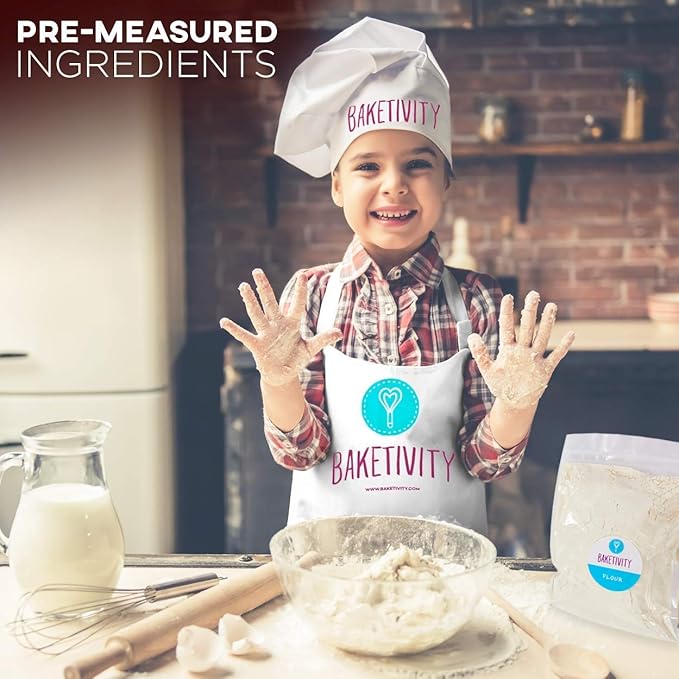 Baketivity Kids Baking DIY Activity Kit - Bake Delicious Confetti Muffins with Pre-Measured Ingredients – Best Gift Idea for Boys and Girls Ages 6-12