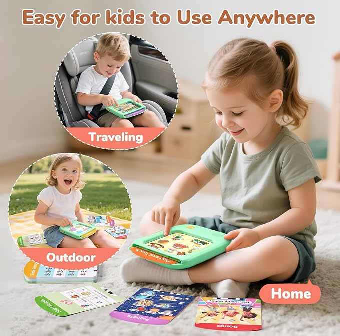 JoyCat Kids Learning Tablet, 156 Pages Tap-to-Read Flash Cards with 20 Interactive Games, Montessori Toy for Alphabet, Phonics, Words, Simple Math & Songs, Learning Toy Gifts for 2-5 Years Old