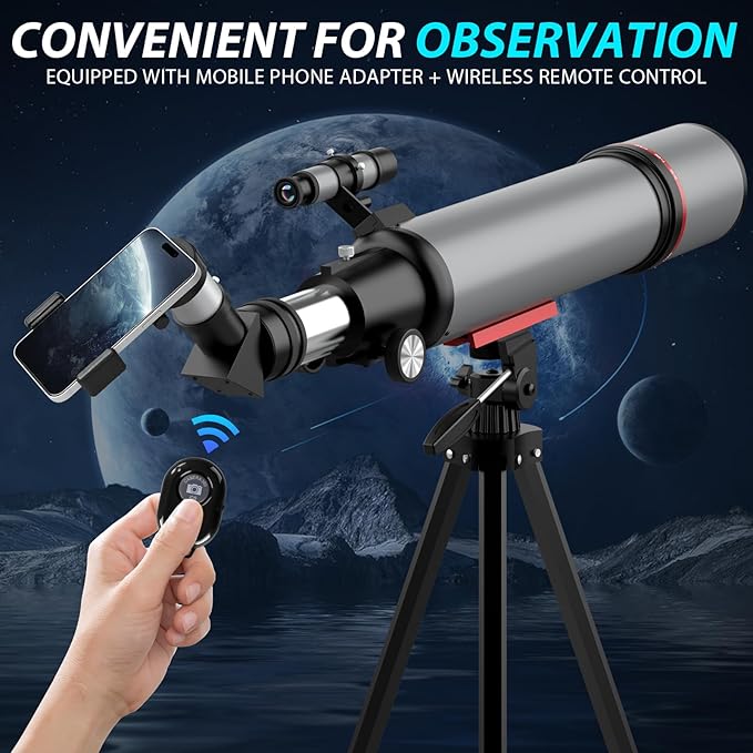 Telescope for Adults High Powered - 90mm Aperture 600mm Refractor Telescope for Kids & Beginners - Portable Astronomy Telescopes Profesional with Phone Adapter Tripod Carry Bag