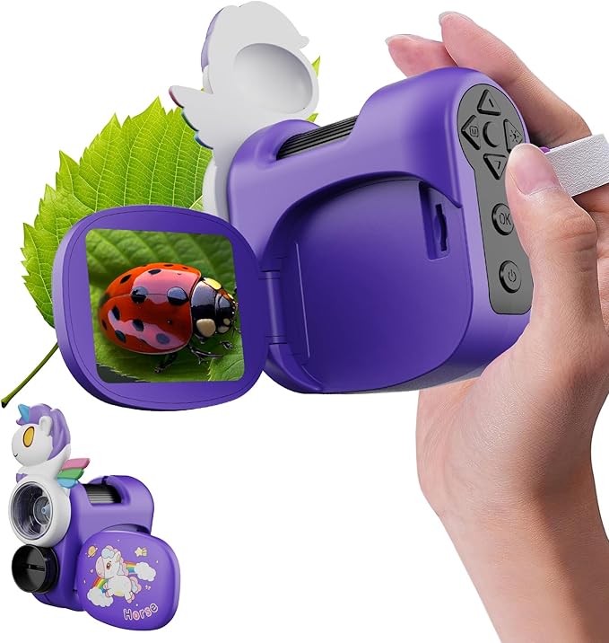 1600X Handheld Microscope for Kids 2" IPS Screen Kit Mini Pocket Digital Microscopes STEM Science with Slides Photo Video Rechargeable Portable Scope Gift for Ages 6-12 (Purple)
