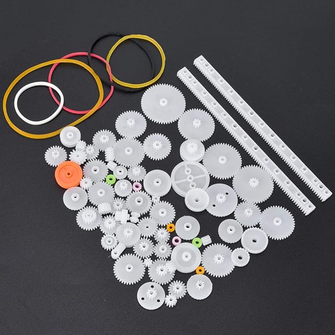 Marhynchus 75pcs Plastic Gear Belt Pulley Shaft Sleeve Set DIY Robot Parts DIY Toy Components DIY Project Kit for Motor Toy
