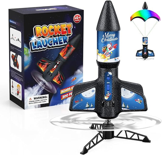 Rceico Rocket Launcher for Kids 200ft of Flight Altitude Model Rocket Kits with Launch Set, Parachute Safely, Outdoor Toys Christmas Birthday Gifts for Kids Boys & Girls Ages 8-13
