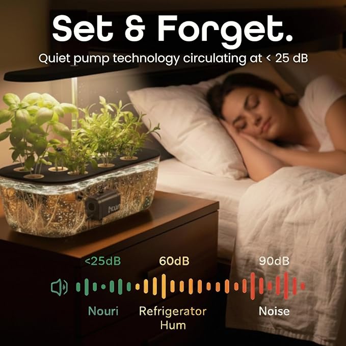 Nouri 12 pod Smart Garden for Home Cooks | w/Heirloom Salad | Hydroponics Growing System | LED Grow Lights | Indoor Herb Garden Kit | Herb Growing Kit Indoors for Plant Lovers, Gardeners, Kitchen