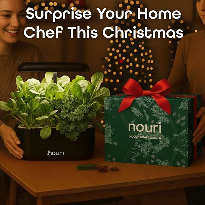 Nouri 7 Pod Smart Garden for Home Cooks | w/Heirloom Basil | Hydroponics Growing System | LED Grow Lights | Indoor Herb Garden Kit | Herb Growing Kit Indoors for Plant Lovers, Gardeners, Kitchen