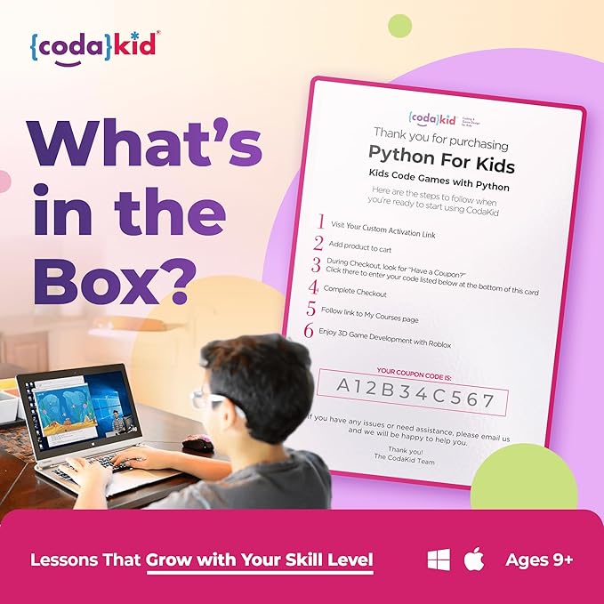 Python for Kids, Award-Winning STEM Courses, Coding for Kids, Ages 10+ with Online Mentoring Assistance, Learn Computer Programming and Code Amazing Games with Python (PC & Mac) (Box Art Varies)