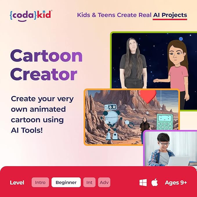 CodaKid AI Coding Courses – Award-Winning STEM Program for Kids & Teens - Learn Artificial Intelligence, Game Design, and Computer Programming with Fun Hands-On Projects and Live Online Mentoring