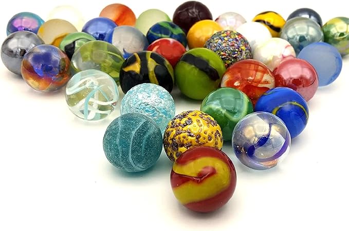 Glass Shooter Marbles for Kids - Large 1" Shooter Marbles Bulk for Collectables, Games and Home Decorations - Set of 25 Assorted Colors - Jugar a Las Canicas