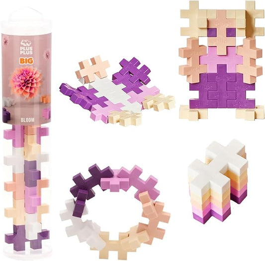 PLUS PLUS Big – 15 Piece Bloom Mix – Construction Building Stem/Steam Toy, Interlocking Large Puzzle Blocks for Toddlers and Preschool, Open Play Tube