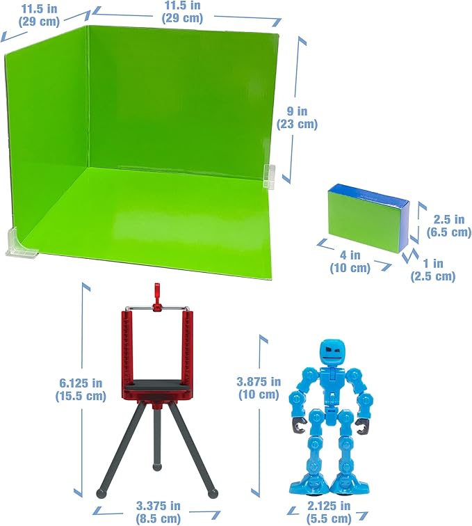 Zing Klikbot Zanimation Studio - Includes 2 Klikbots, Phone Stand/Holder and 2 Sided Backdrop Screen, for Ages 6 and Up