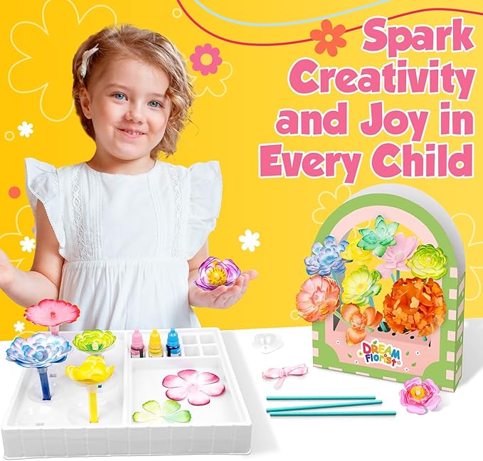 SkilLify Flower Craft Kits,DIY Paper Arts and Crafts Bouquet Toys for Kids,Color Changing Flowers, Educational Science Kit,Christmas Birthday Gifts for 6 7 8 9 10+Year Old Girls & Boys