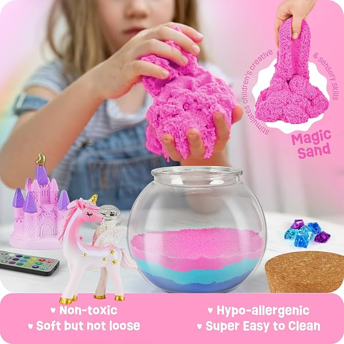 Unicorn Gifts for Girls - Light Up Terrarium Kit for Kids - DIY Unicorn Toys for Girls Age 4 5 6 7 8-12 Year Old, Arts and Crafts Kit for Kids, Christmas Halloween Birthday Gifts