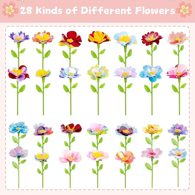 M SANMERSEN Toys Accessories Flower Bouquet Craft Kits Accessories for Making Flowers, DIY Arts & Crafts Accessories-Flowers Market Toy Parts for Kids Toddler Ages 4 5 6 7 8 Year Old Girls