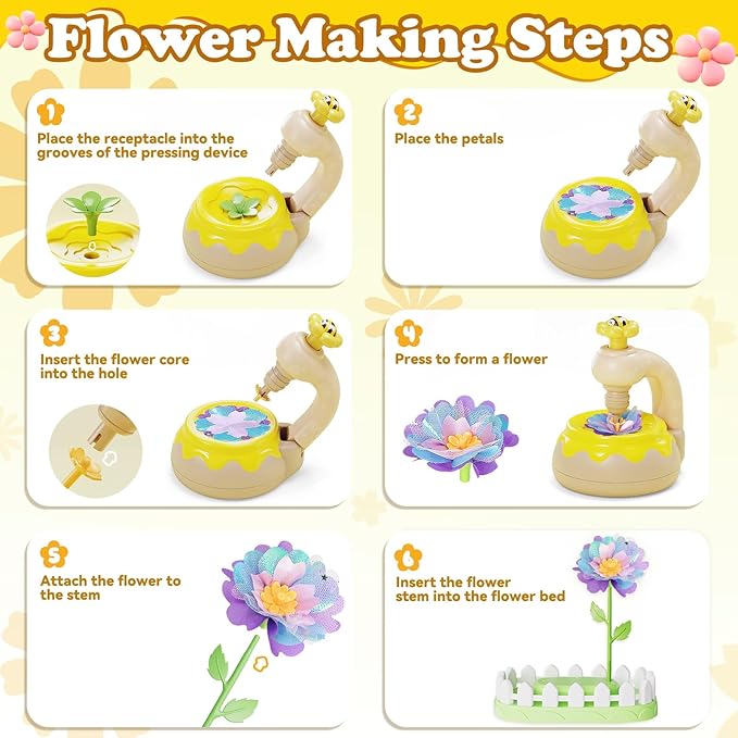LC eterna DIY Flower Bouquet Craft Kit, Arts and Crafts for Kids Ages 3-8, Flower-Making Activity Educational Toy Set, Christmas Birthday Gift for 3 4 5 6 7 8 9 10 Year Old Girls Boys