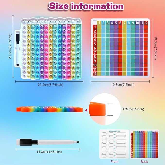 12x12 Multiplication Chart Popper, Digital Multiplication Table Game Board-Math Manipulative Toy, 3rd Grade Fidgety Popper for Kids Learning, Multiplication Machine Times Table