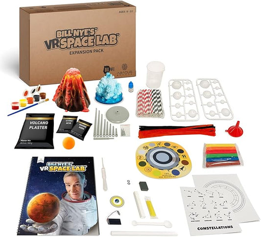 Abacus Brands Bill Nye's VR Space Lab - Virtual Reality Kids Science Kit, Book and Interactive STEM Learning Activity Set (Materials & Book Only (No Goggles))