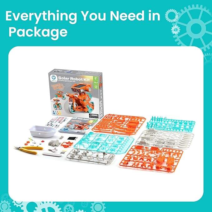 Sillbird Solar Robot Building Kit Christmas STEM Gift for Boys Aged 8-14, 15-in-1 DIY Science Educational Robotic Set, Solar or Battery Powered Toy for Kids Birthday with 212 Pieces