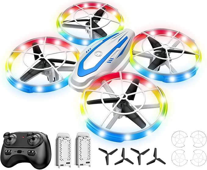 Mini Drone for Kids and Beginners, RC Quadcopter Drone with Colorful Light, One Key Start, Altitude Hold, Headless Mode, 3D Flips, Indoor RC Helicopter Toy for Boys and Girls