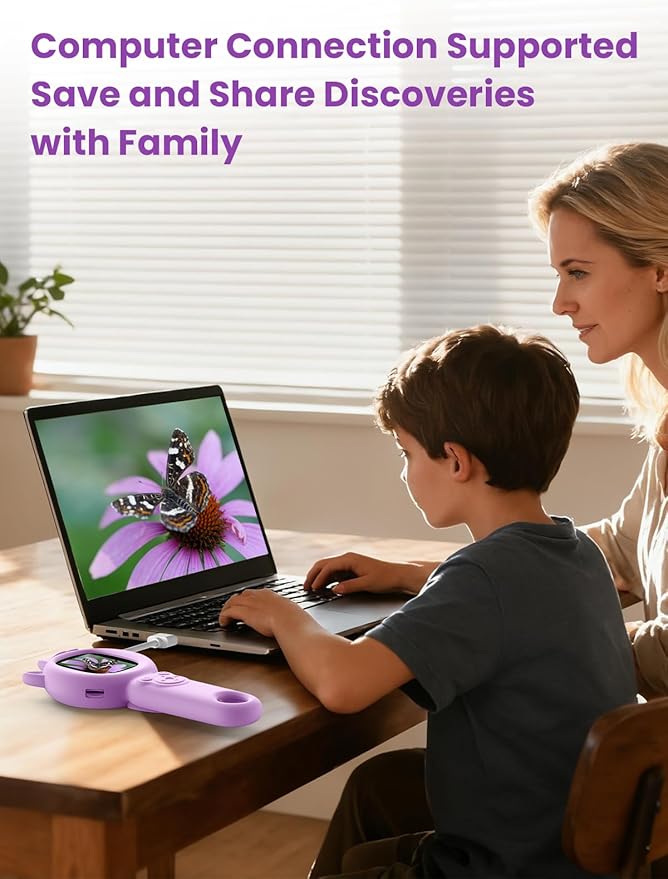 Microscope for Kids, Auto-Focus Handheld Digital Microscopes with 2.0" Screen, 8 LEDs Rechargeable Pocket Mini Microscope Christmas Gifts Educational Science Toys for Ages 5 6 7 8 9 10 11 12