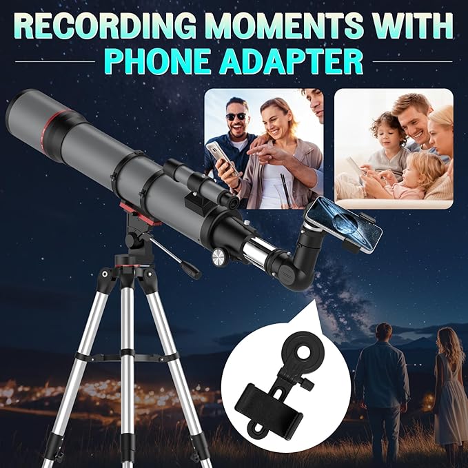 Telescope for Adults High Powered - Aurosports 90mm Aperture 800mm Refractor Telescope for Kids & Beginners Astronomy - Portable Telescope with Phone Adapter Tripod Carrying Bag