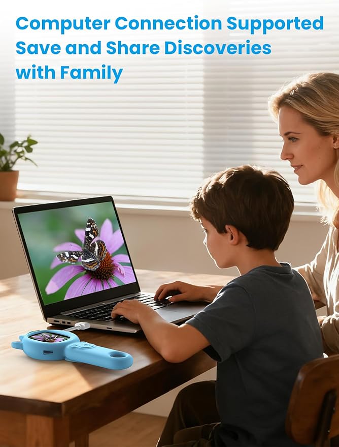 Microscope for Kids, Auto-Focus Handheld Digital Microscopes with 2.0" Screen, 8 LEDs Rechargeable Pocket Mini Microscope Christmas Gifts Educational Science Toys for Ages 5 6 7 8 9 10 11 12
