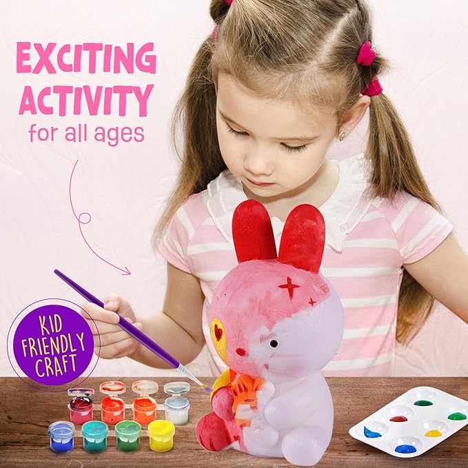 Paint Your Own Bunny Lamp Kit, Art Supplies Painting Kits for Kids, Arts and Crafts for Kids Ages 8-12, Bunny Toys Girls Boys Halloween Birthday Christmas Gifts Ages 3 4 5 6 7 8 9 10 11 12+
