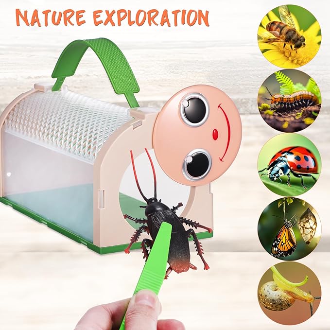 SAFIGLE Insect Observation Box for Kids with Transparent Critter Cage Outdoor Nature Exploration Toy Butterfly Kit and Bug Habitat Portable 7.16 X 3.62 X 3.22 Inch Explorer Kit