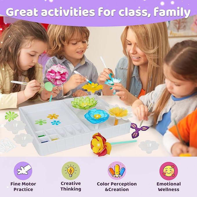 ROOCHKD Arts and Crafts for Kids, Paper Flowers Science Kit Magic Dyeing Flowers Crafting Color Changing Art Project, Stocking Stuffers Gifts for Birthday Thank You Christmas, Toys for Ages 5-12yrs