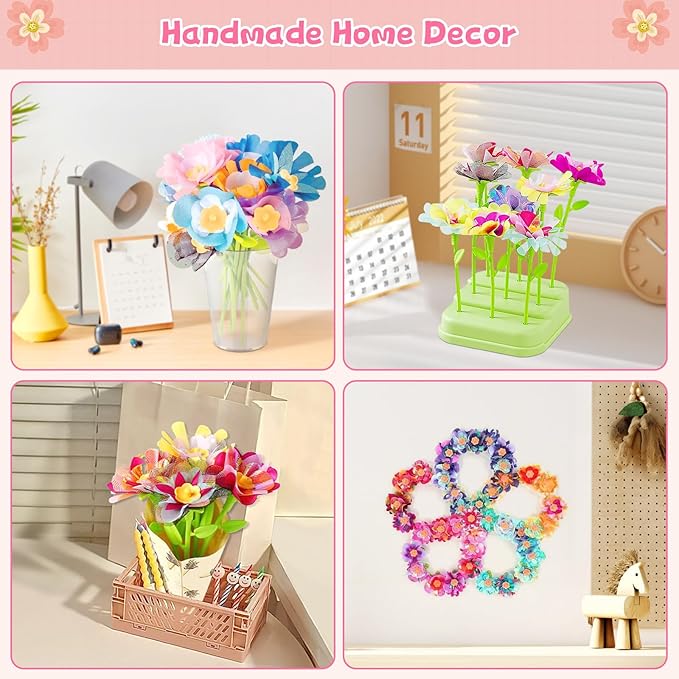 M SANMERSEN Toys Accessories Flower Bouquet Craft Kits Accessories for Making Flowers, DIY Arts & Crafts Accessories-Flowers Market Toy Parts for Kids Toddler Ages 4 5 6 7 8 Year Old Girls