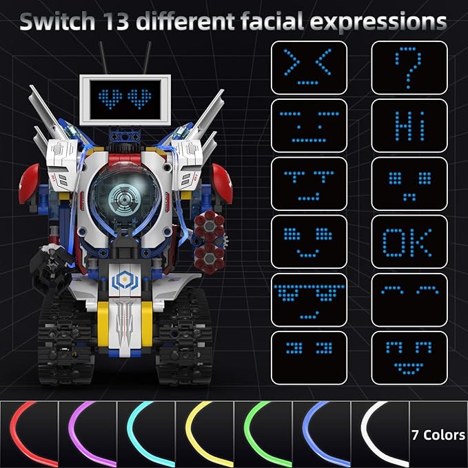 5 in 1 Robot for Kids Ages 8-12,Remote Control & APP Programmable Robotics, Eye Coding Toys-DIY Building Science Educational Kit, STEM Robot Kits Present for Teen Boys Girls (603 PCS)