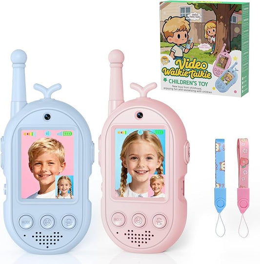 Video Walkie Talkies for Kids Toys - 2 Pack Rechargeable Walkie Talkie with Camera,Long Range 2 Way Radio for Outdoor Camping Games,Christmas Birthday Gifts for Boys Girls Age 3-12(Pink+Blue)