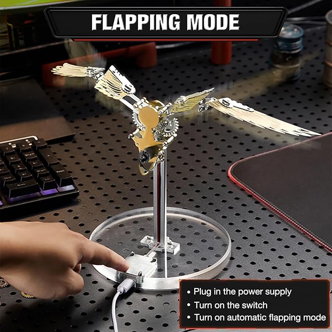 Microworld 3D Metal Puzzle for Adults, Ornithopter 3D Metal Model Kits, Mechanical Model 3D Puzzle, DIY Animal Difficult 3D Puzzles Home Decor Art Craft Gifts (Golden)