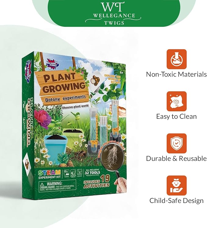 STEM Plant Growing Kit for Kids Ages 8–12 | 19 Hands-On Science Experiments | Learn Transpiration, Hydroponics & More | Use Seeds from Your Kitchen | Educational Gift for Home & School Projects