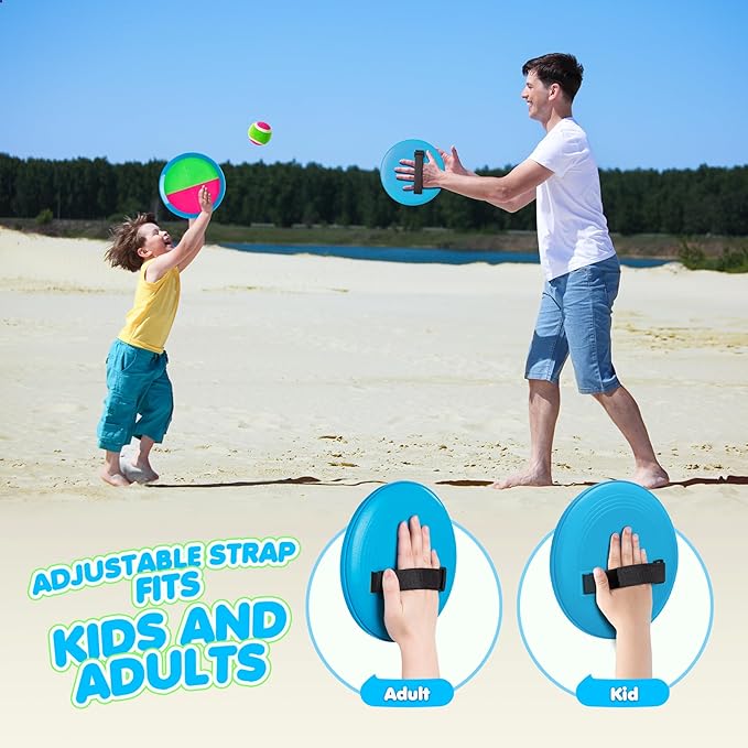 Toss and Catch Ball Set Upgraded - Kids Toys Stocking Stuffers for Family Games - Water-Resistant Great for Beach Pool Yard - Christmas Toys Gift for Boys Girls Teens 3 4 5 6 7 8 9 10 11 12+ Years