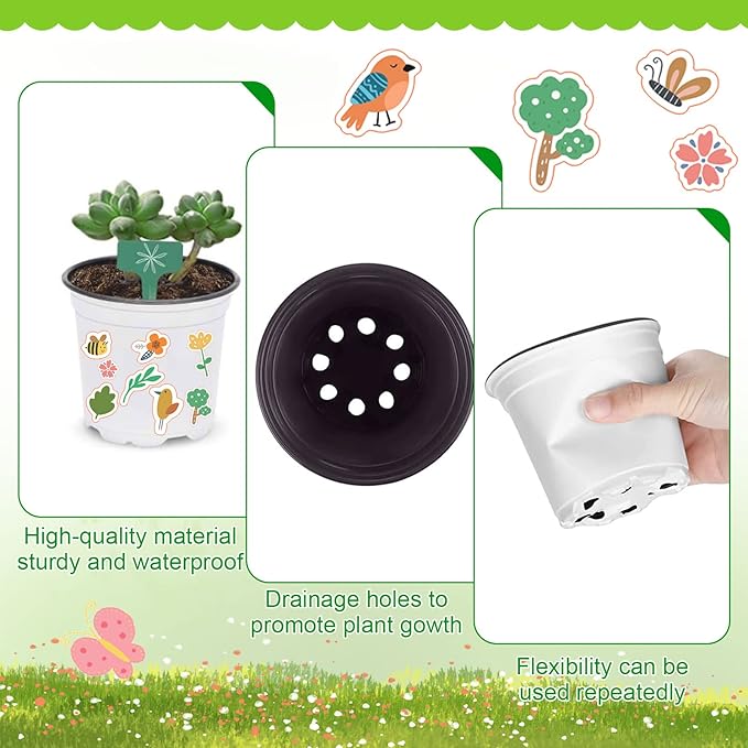 Kavoc 30 Pcs Garden Pot Craft Kit,Kindergarten Handmade Flower Pot Crafts with Stickers Plant Labels Name Tags,Flower Planting Growing Kit for Birthday Mothers Day Arts Kit