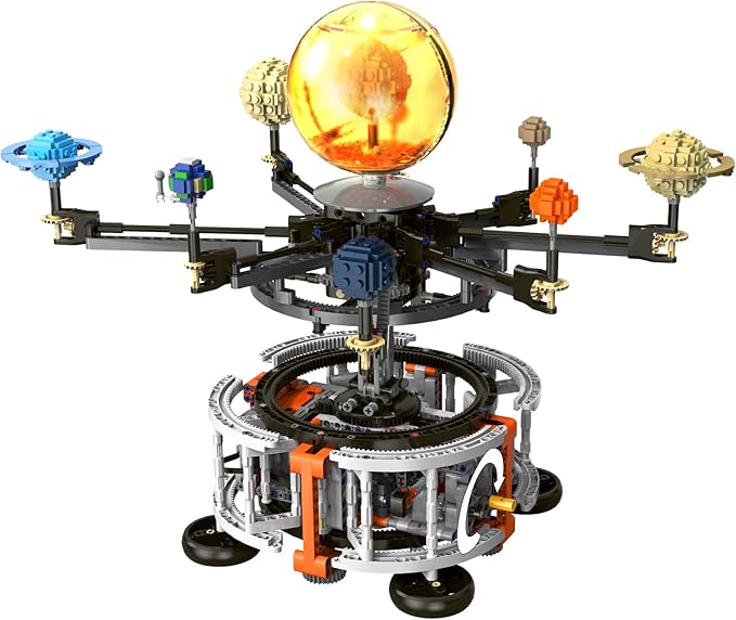 Solar System Building Set for Kids, STEM Toys with Rotatable Handle and Mechanical Gears, Space Toys for Home/School Science Learning, Birthday Gifts for Boys Girls Ages 6-12(1282pcs)