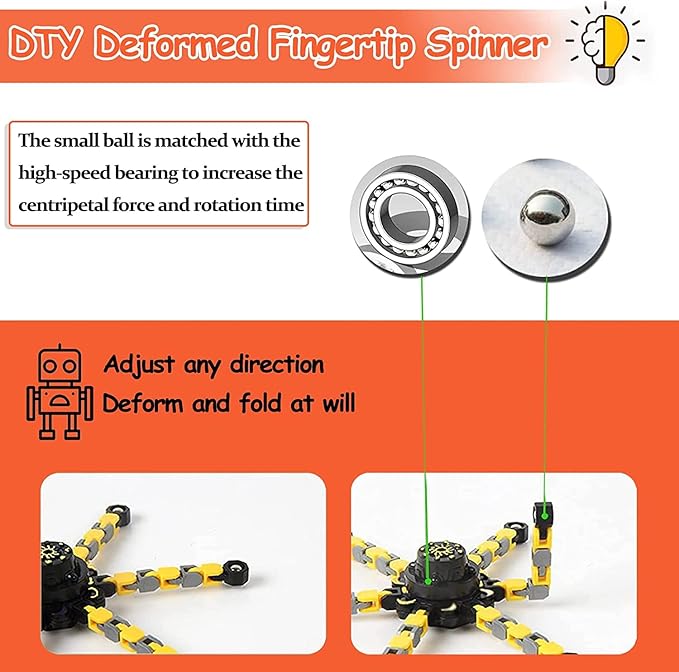 16 Pack Funny Sensory Fidget Toys,Deformable Chain DIY Robot Spinners Stress Relief Gyro Toy Birthday Gifts Goodie Bag Christmas Stocking Stuffers Classroom Prizes Party Favors for Kids Adults