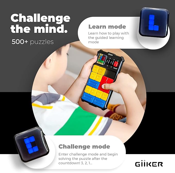 GiiKER Super Slide Puzzle Games, Original 500+ Challenges Brain Teaser Puzzle, Toys for Kids Teens, Travel Games Birthday Stocking Stuffers for Boys Girls, Activities for Road Trips
