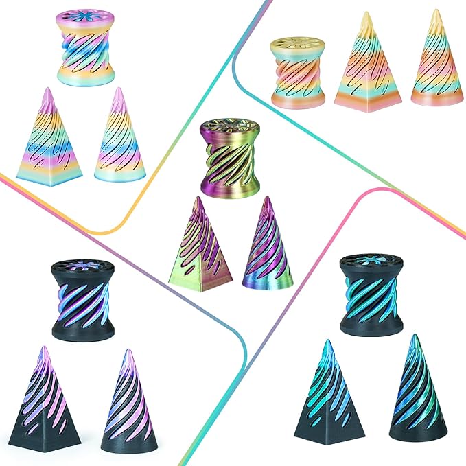 3PCS Impossible Cone,3D Printed Spiral Cone Fidget Toys,Impossible Pyramid Passthrough Sculpture,Stress Relieving Toys for Adults and Kids,Stocking Filler White Elephant Gifts (Green+Black)