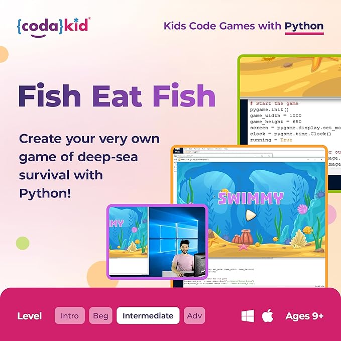 Python for Kids, Award-Winning STEM Courses, Coding for Kids, Ages 10+ with Online Mentoring Assistance, Learn Computer Programming and Code Amazing Games with Python (PC & Mac) (Box Art Varies)