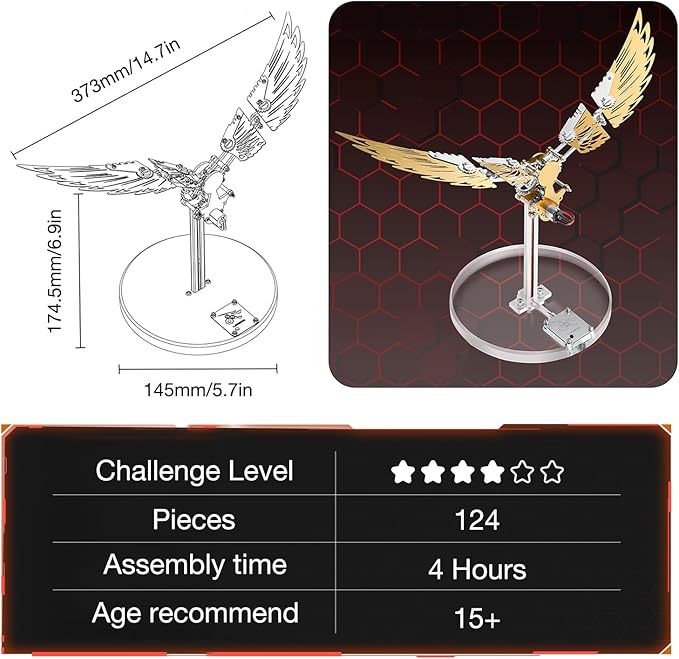 Microworld 3D Metal Puzzle for Adults, Ornithopter 3D Metal Model Kits, Mechanical Model 3D Puzzle, DIY Animal Difficult 3D Puzzles Home Decor Art Craft Gifts (Golden)