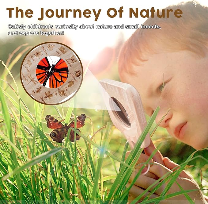 Bug Catcher Kit for Kids, 10 PCS Outdoor Explorer Set with Insect Cage, Butterfly Net, Magnifying Glass, Compass & ID Cards, STEM Nature Exploration Toys for Boys Girls, Backyard Adventure Gift