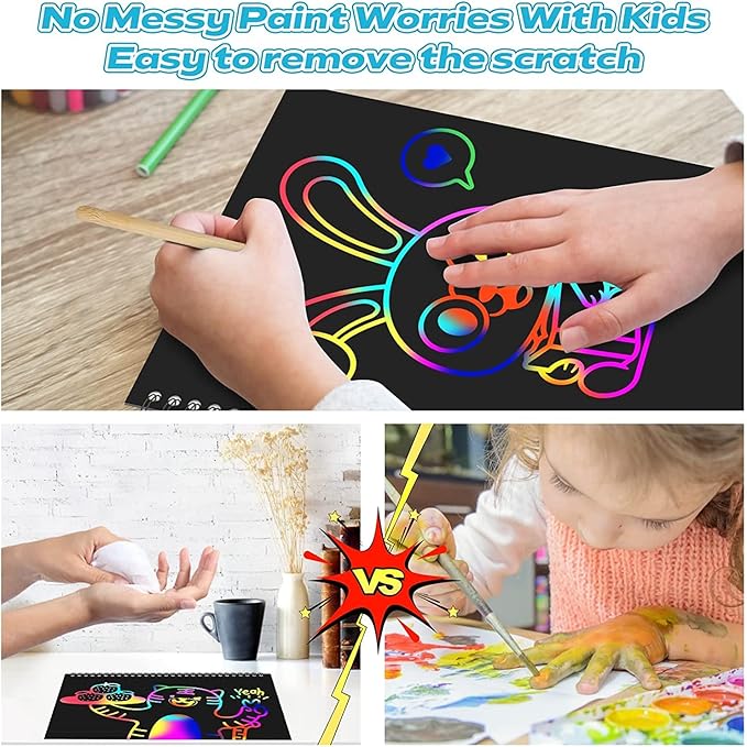 Smasiagon Scratch Paper Art Set for Kids: 2 Pack Scratch Off Arts Crafts Graduation Gifts for Kids Ages 3-12 Girls Boys Students Teens School Classroom Prizes Birthday Party Favor Games DIY Activity