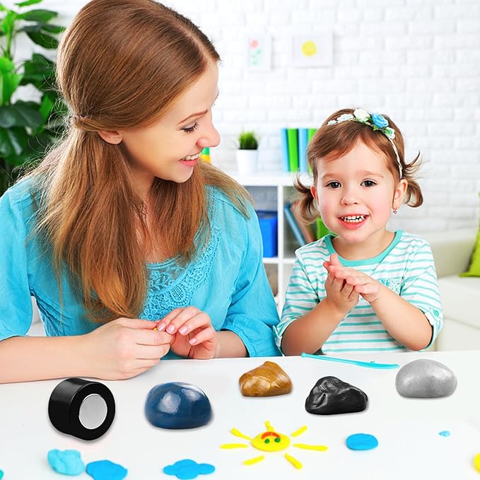 Magnetic Slime Putty, Magnetic Space Putty Slime with Upgraded Magnet Toys for Kids, Fidget Toy Stress Reliever Puddy for Christmas Birthday Gifts Stocking Stuffers(Blue&Gold,2 Pack)