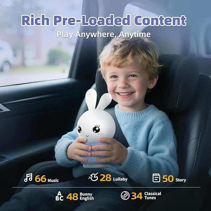 alilo AI Toys for Kids, ChatGPT Smart Companion with Real-Time Voice, 4 Agents & 91 Languages, Preloaded 48 Bunny English/50 Stories/66 Music/28 Lullabies/34 Classical Tunes, Bluetooth Speaker