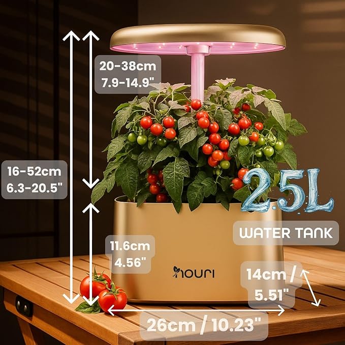 Nouri 5 pod Smart Garden for Home Cooks | w/Heirloom Salad | Hydroponics Growing System | LED Grow Lights | Indoor Herb Garden Kit | Herb Growing Kit Indoors for Plant Lovers, Gardeners, Kitchen