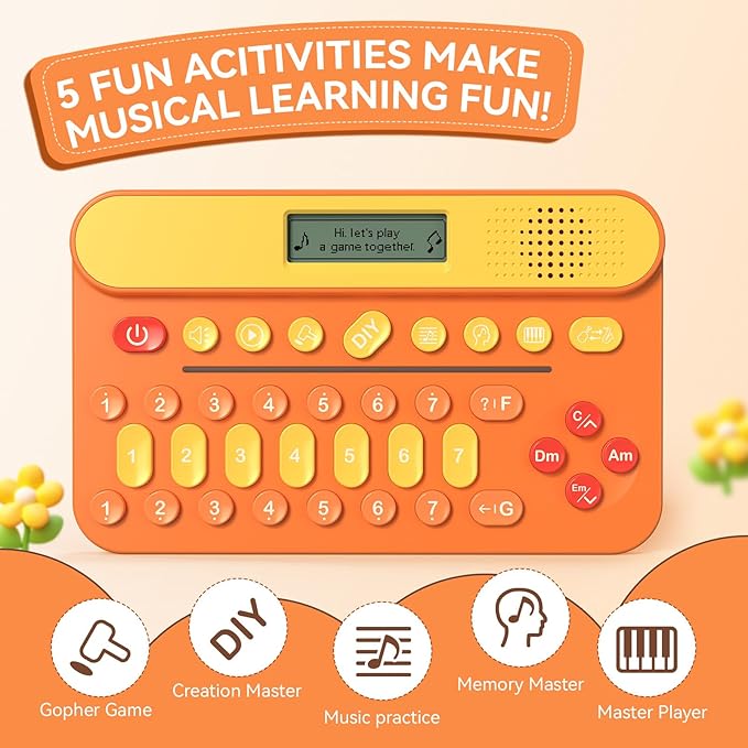 HOMESTEC Mini Music Learning Keyboard, 23 Keys, 4 Chords, 8 Instruments Sounds, Multifunction Music Educational Instrument Toy for 3, 4, 5, 6, 7, 8 Girls and Boys